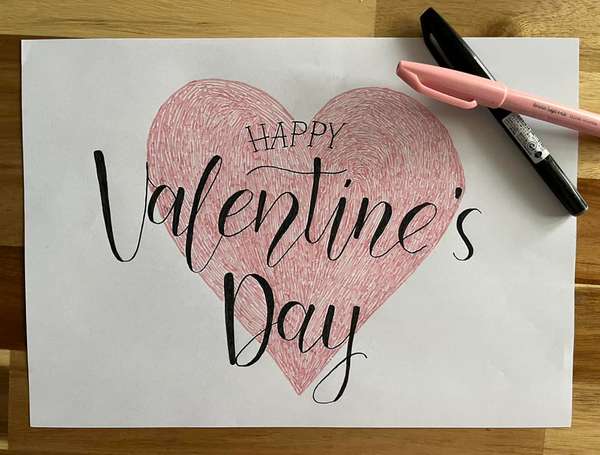 happy valentines day kaligrafia alfabet