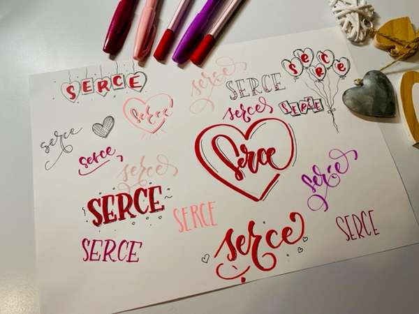 walentynki lettering alfabet