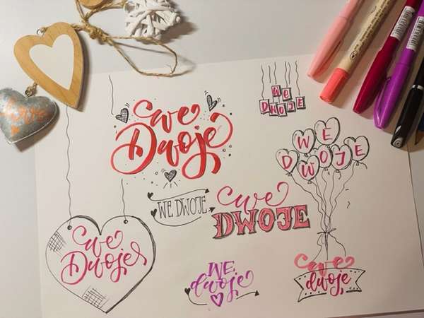 walentynki lettering alfabet