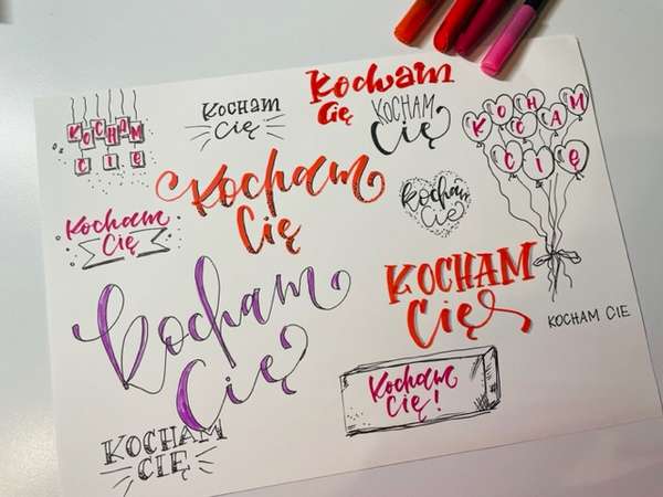 walentynki lettering alfabet