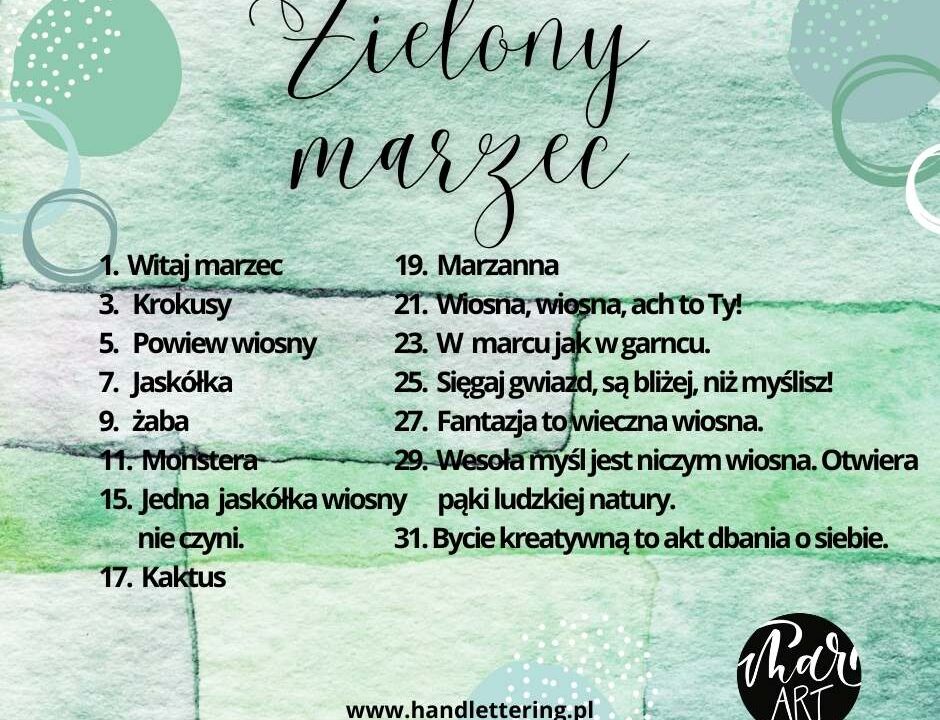 wyzwanie letterinig zielony marzec