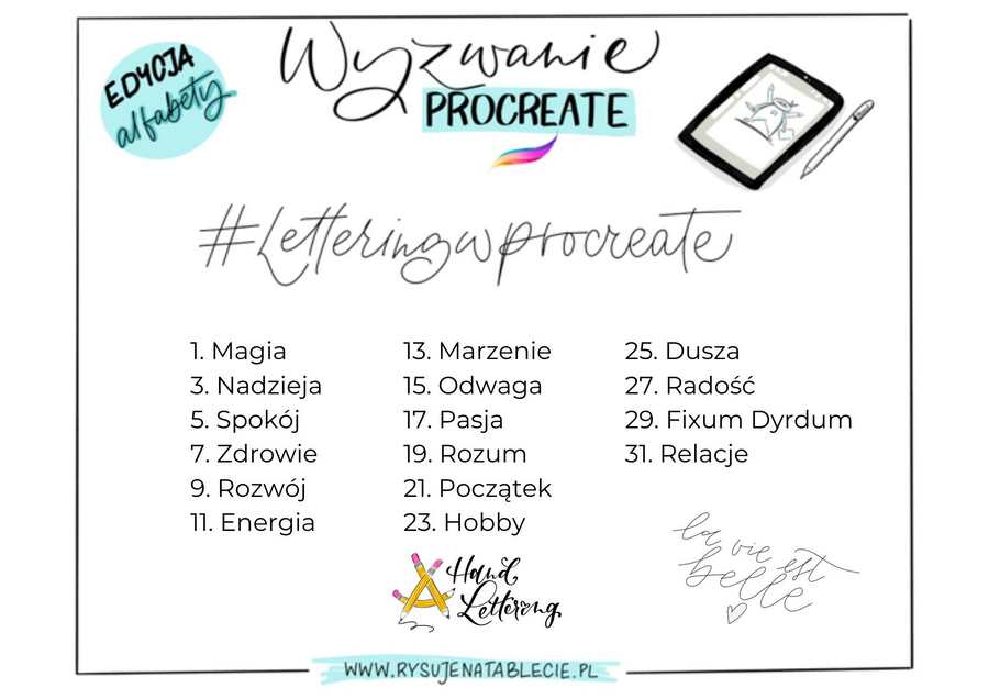 Lettering w Procreate wyzwanie